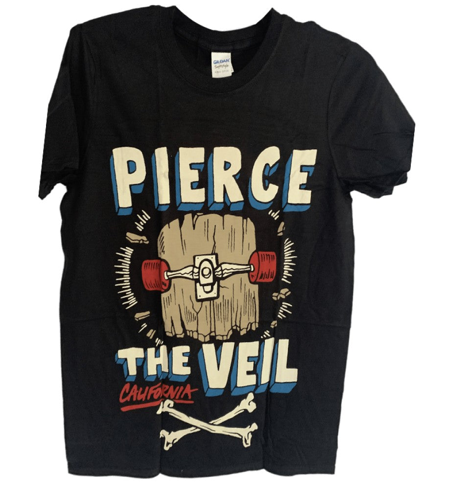 Pierce The Veil Skater and California Front Printed T Shirt Black